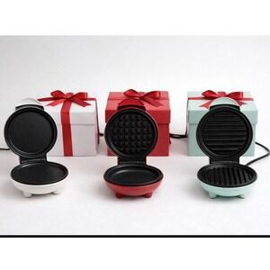 Dash Mini Makers 3 Pack Gift Set Waffle‎ Maker Griddle Grill Red White Aqua NEW